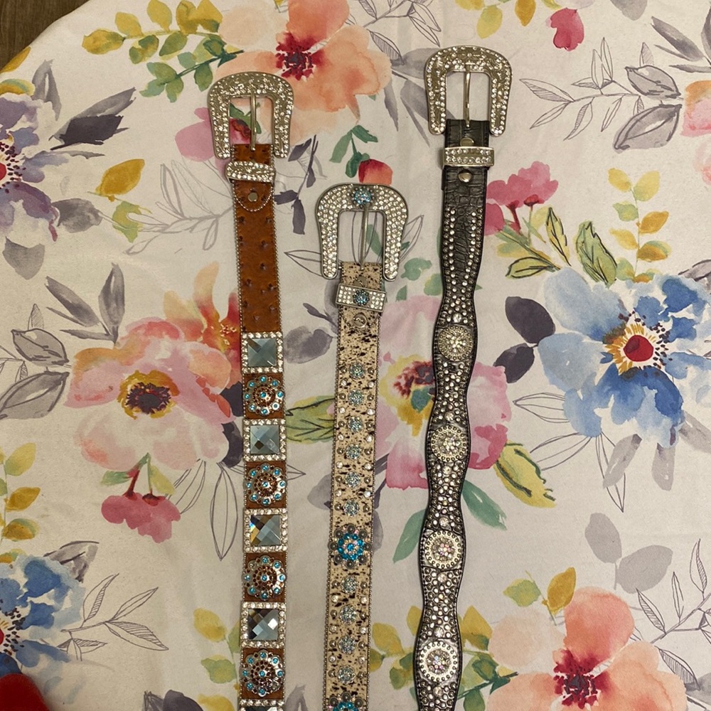 3 bling Western style belts small/medium
